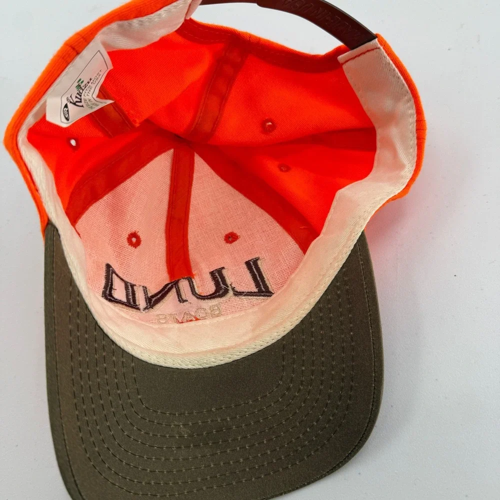 Lund Boats Hat Mens OSFA Orange Brown Snapback Fishing Cap Made in USA Kudzu